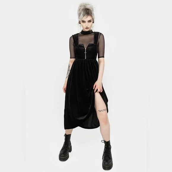 NWT Disturbia Heartless Zip Front Midi Dress Size US 14 / UK 18 - Picture 6 of 7
